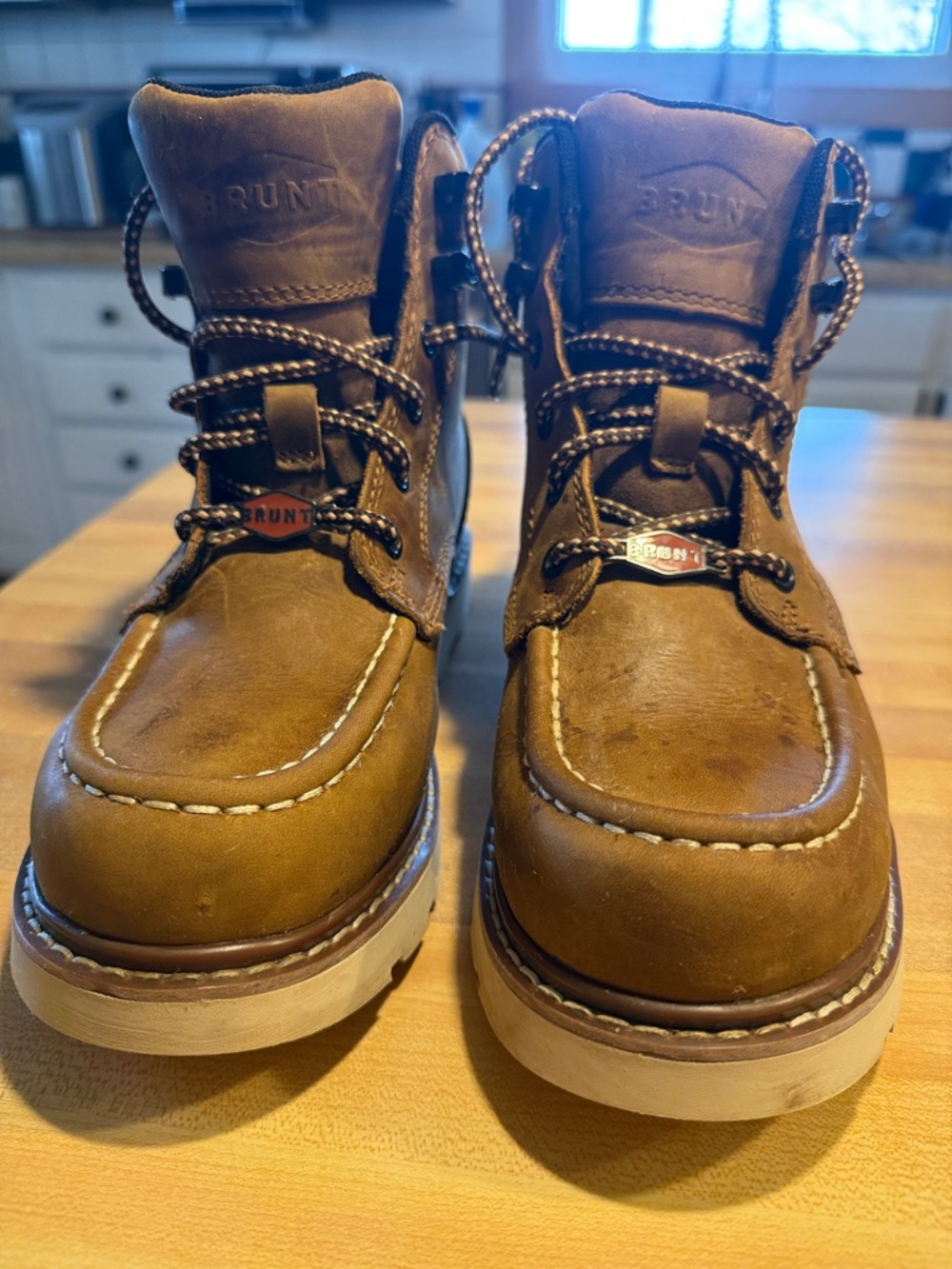 Men's Brown Leather Brunt Work Boots